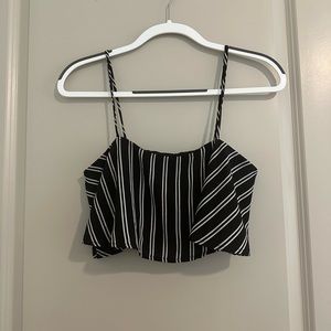 Black and white stripe flowy Super cropped top
